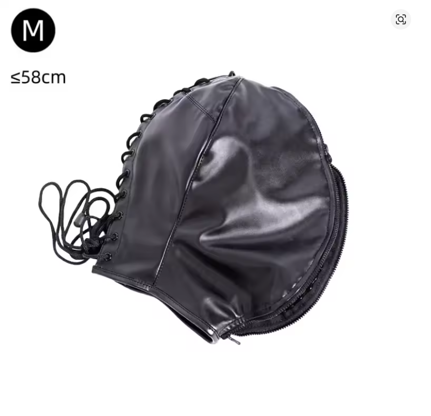 Capucha de Cuero con Cremallera – Anonimato y control sensorial - Imagen 3