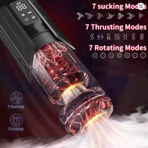 Masturbador Automático Transparente con Rotación, Empuje y Vibración