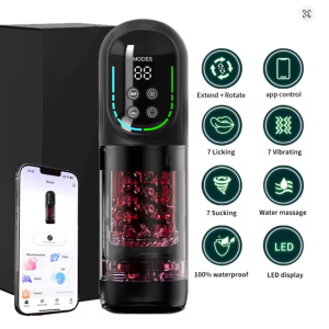 Masturbador Automático Transparente con Rotación, Empuje y Vibración