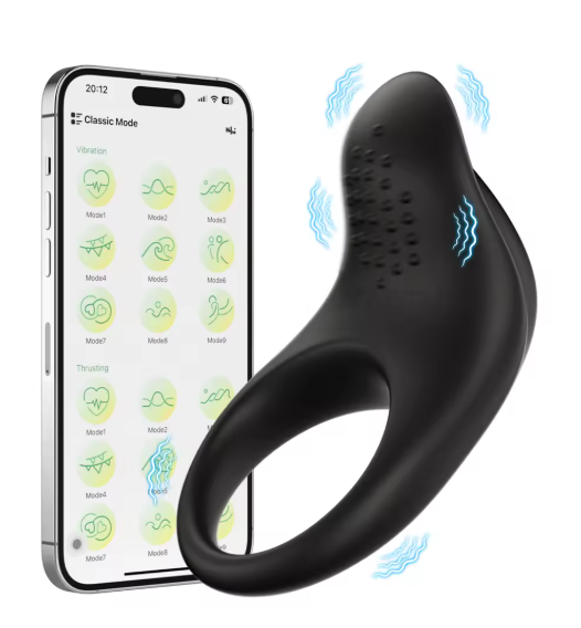 Anillo Vibrador Negro con 9 Modos de Vibración - Imagen 2