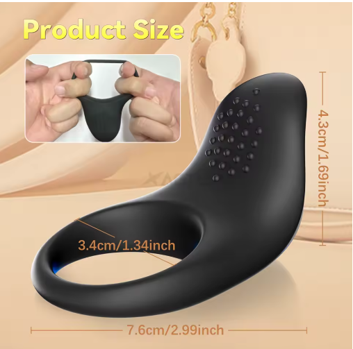 Anillo Vibrador Negro con 9 Modos de Vibración - Imagen 3